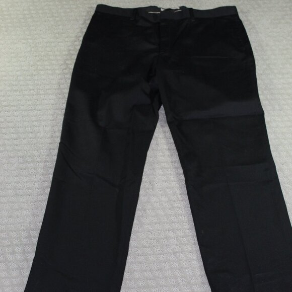Perry Ellis Cottons Black Flat Front Tailored Fit Slacks 38x34 - Picture 1 of 7